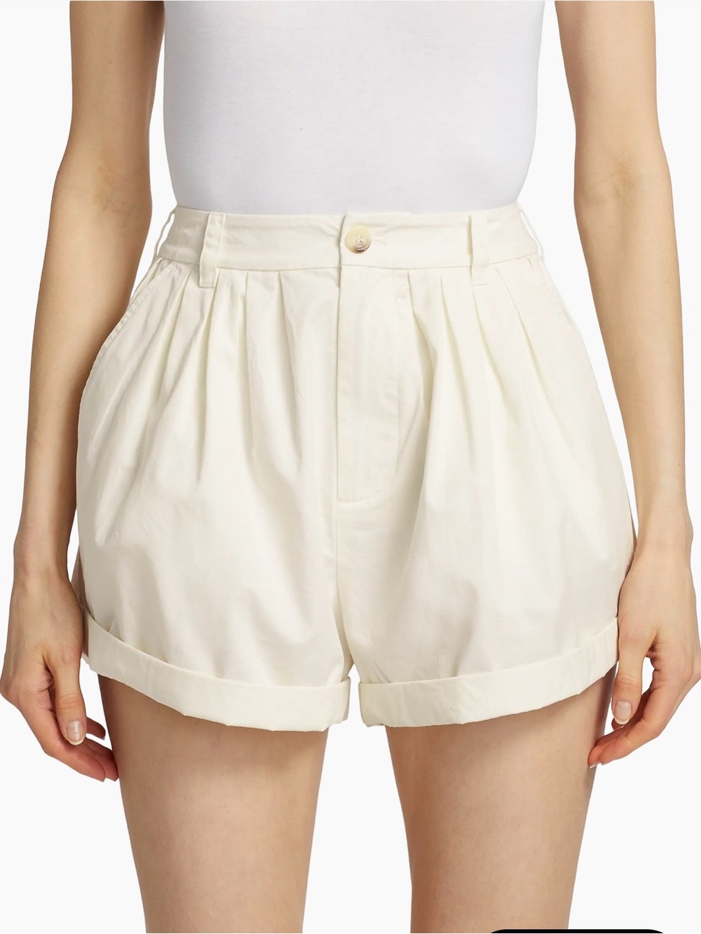 Doen Paige Pleated Cotton Shorts - Picture 2 of 6